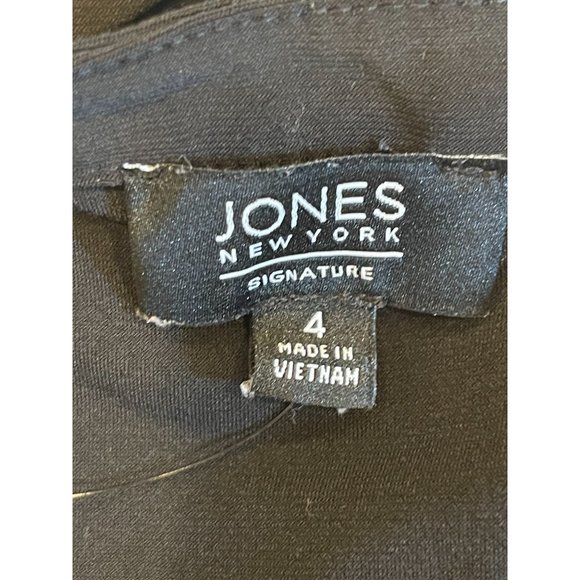 Jones New York Womens Shift Mini Dress Split V Neck Cap Sleeve Black Size 4 - Picture 7 of 9